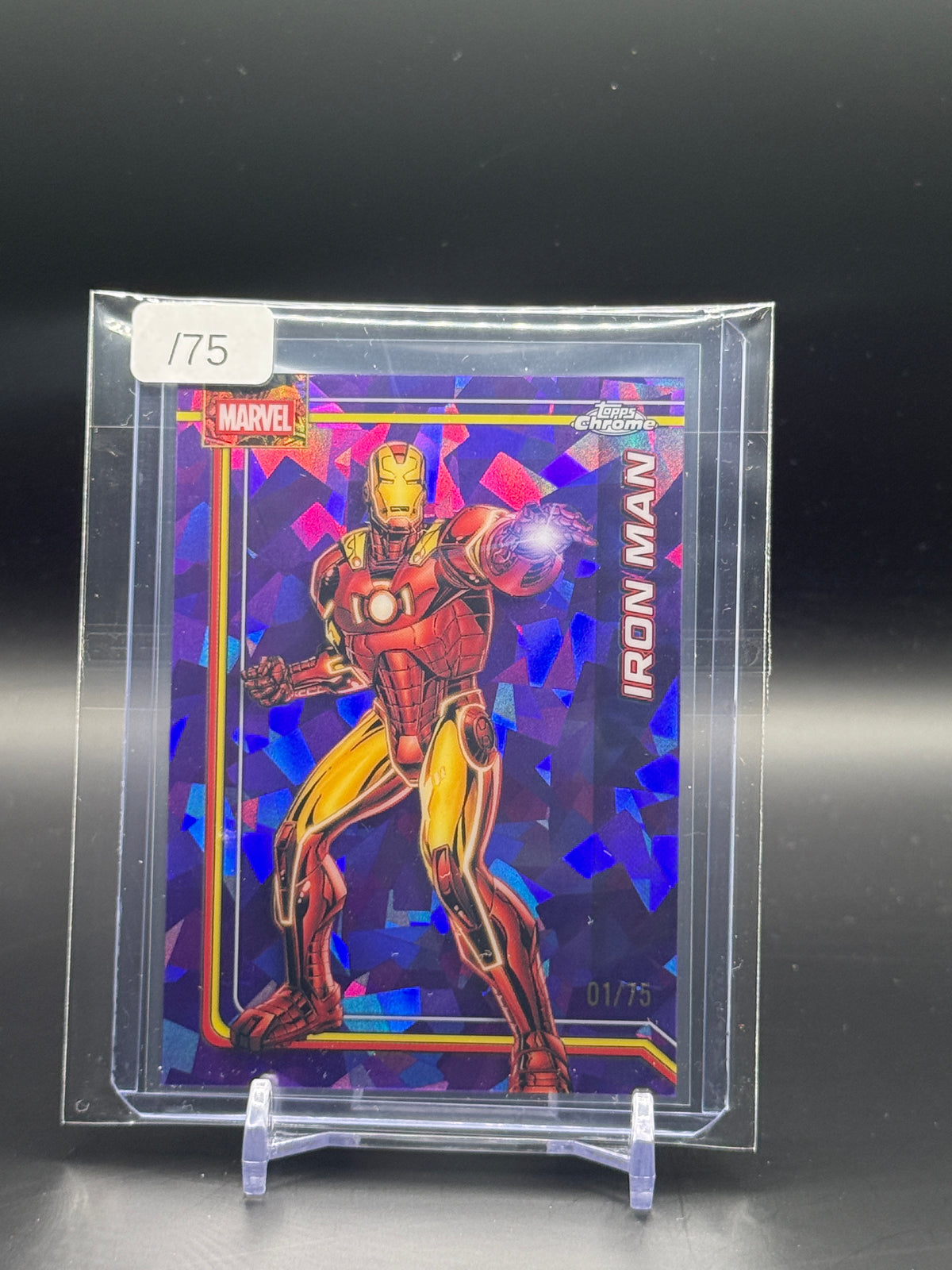 2026 Topps Chrome Marvel Comics Sapphire Iron Man Purple 01/75