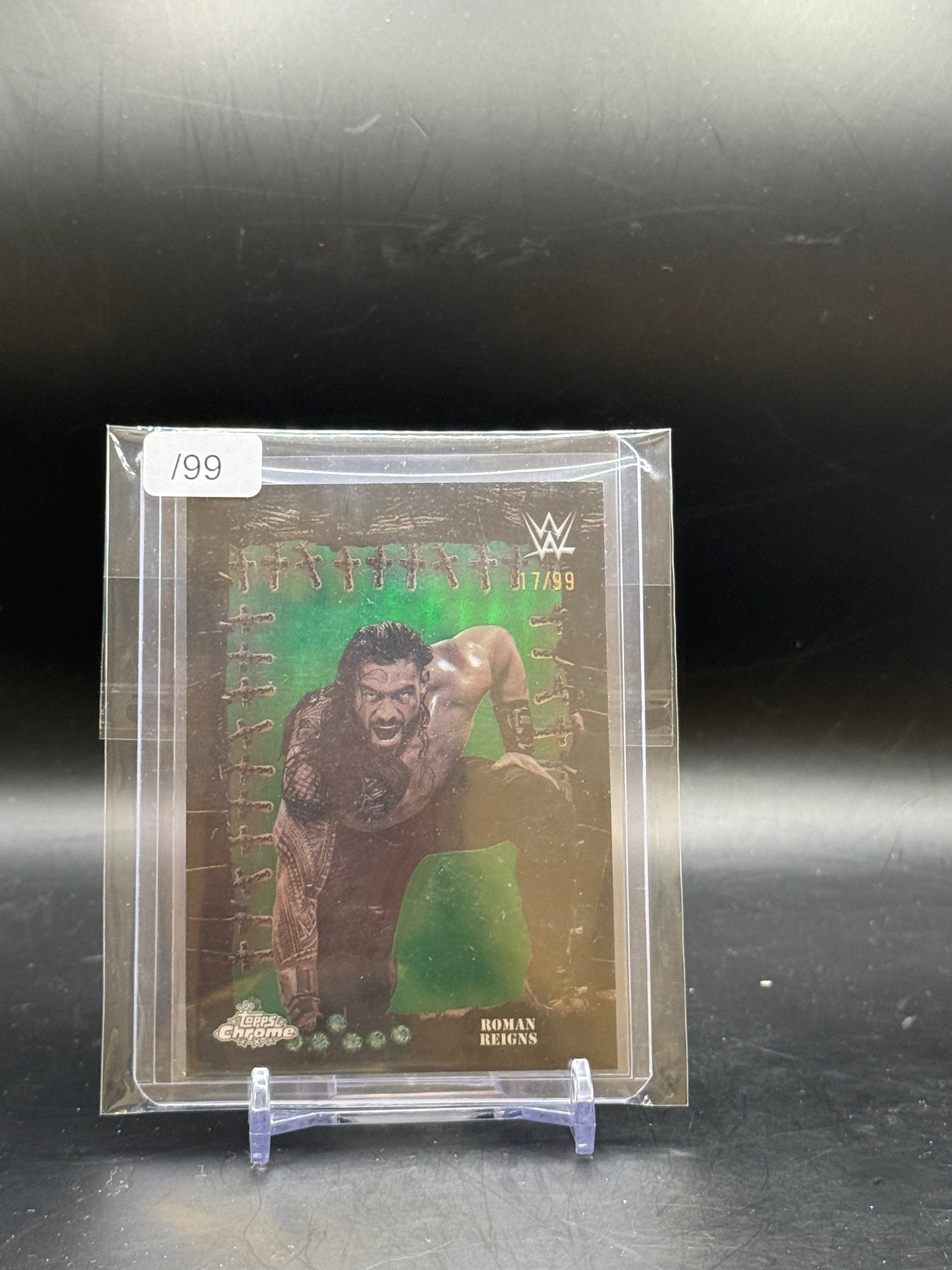 2025 Topps Chrome WWE x Cactus Jack Roman Reigns Green 17/99