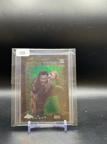 2025 Topps Chrome WWE x Cactus Jack Roman Reigns Green 17/99