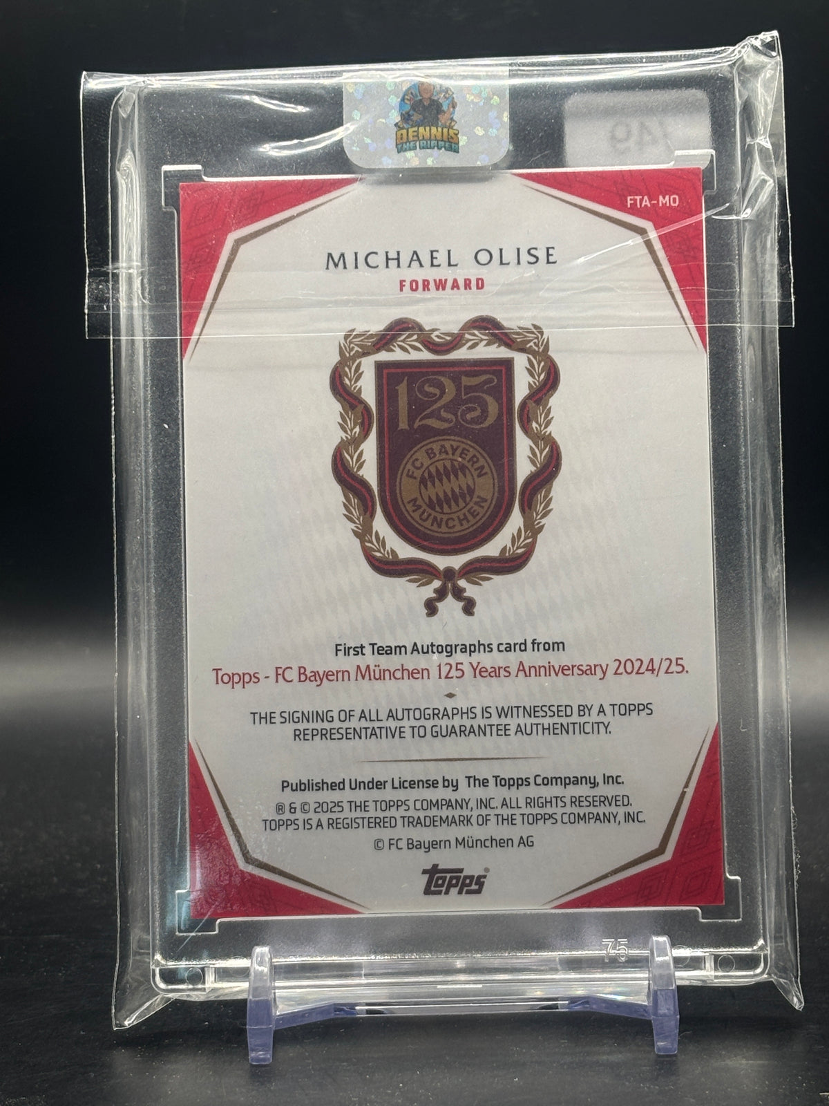 2025 Topps FC Bayern München 125 Years Michael Olise Pink Auto 41/49