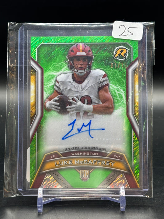 2024 Topps Resurgence Luke McCaffrey Green Shimmer Auto 01/15
