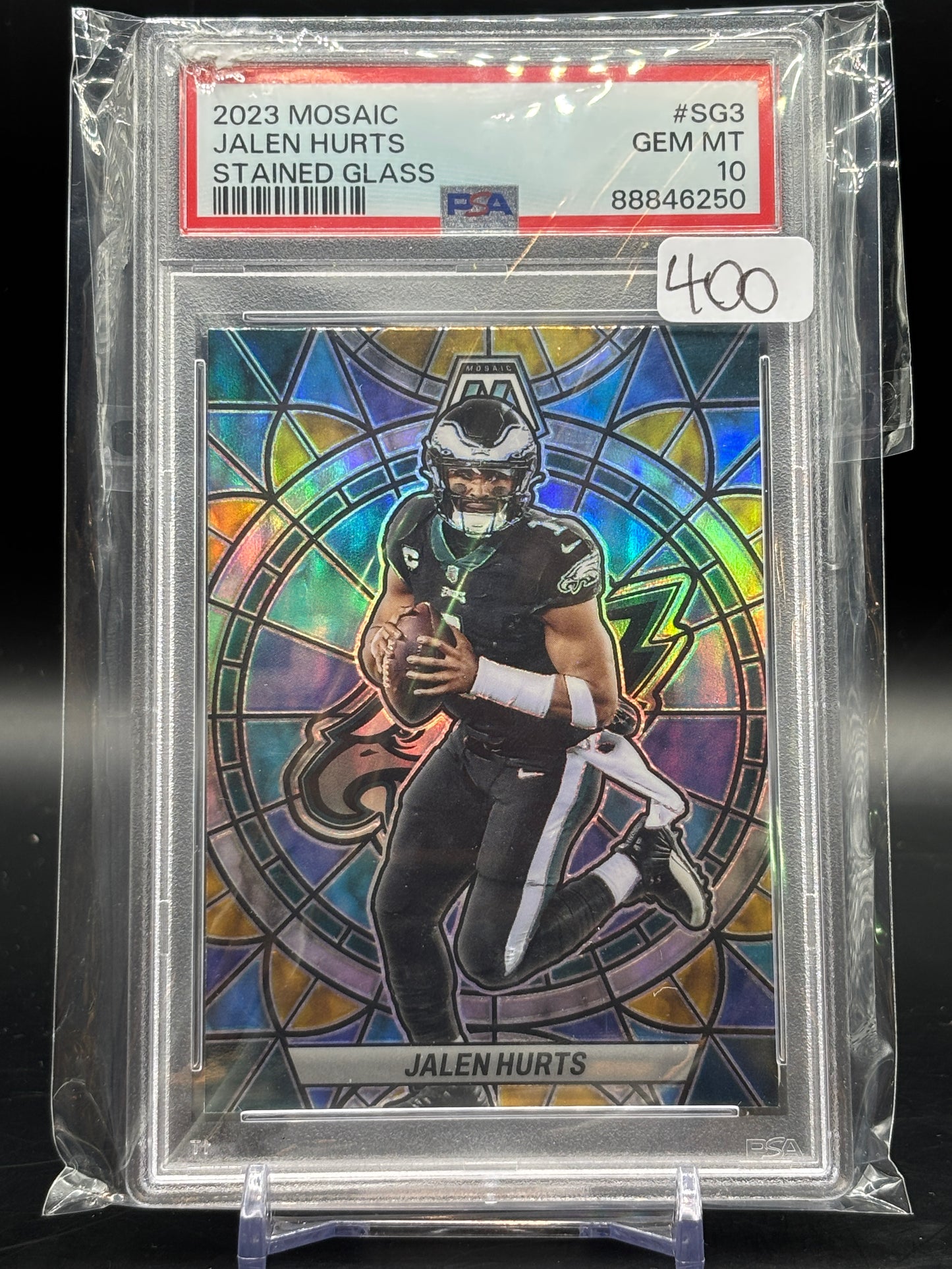 2023 Panini Mosaic Stained Glass Jalen Hurts PSA10