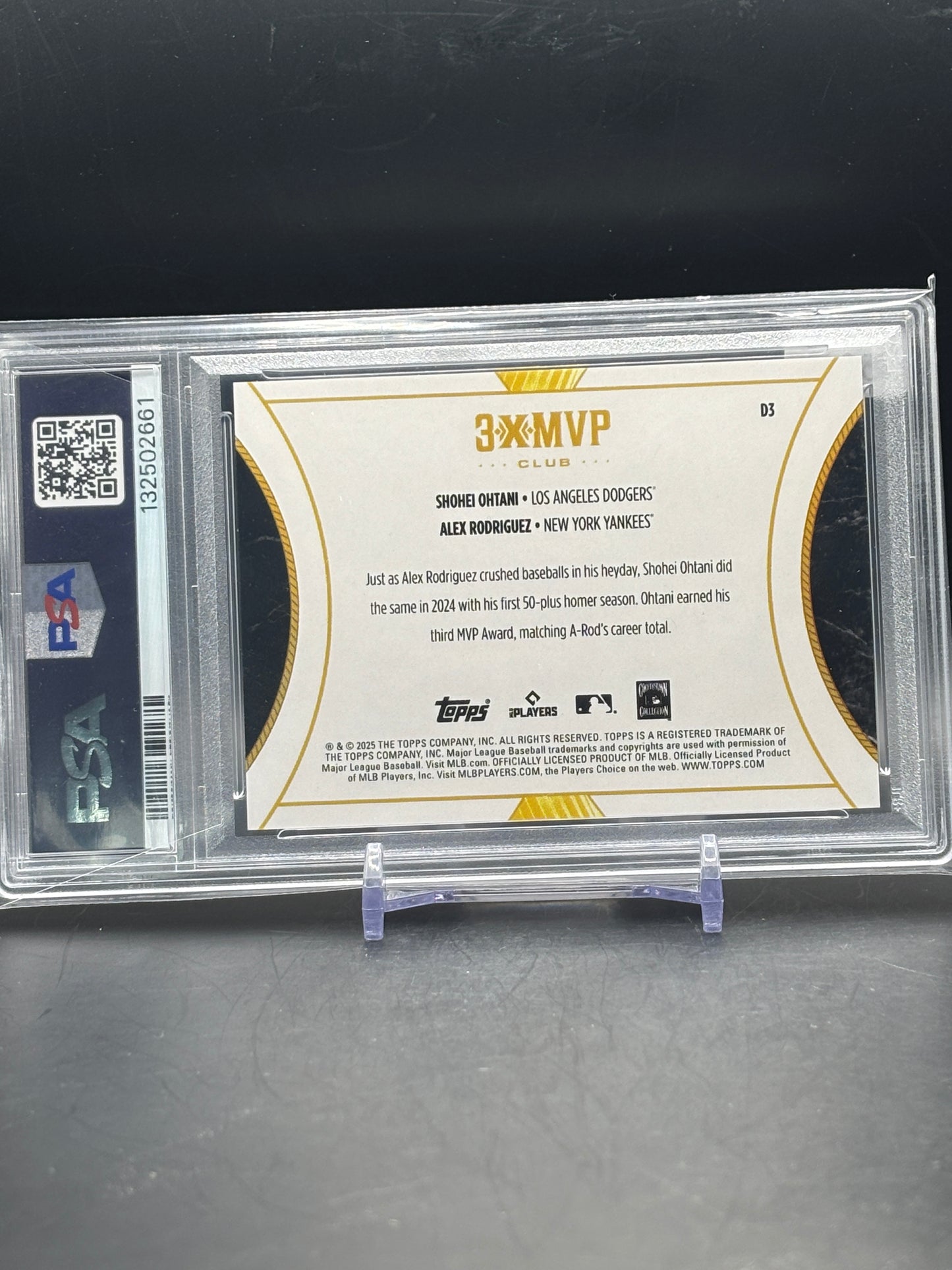 2025 Topps Welcome to the Club Shohei Ohtani / Alex Rodriguez Dual Gold 41/50 PSA 9 132502661