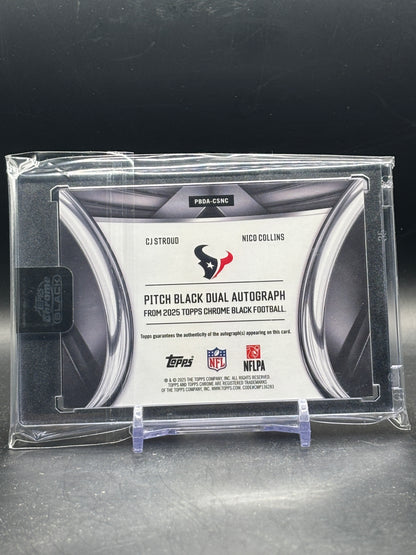 2025 Topps Chrome Black NFL CJ Stroud / Nico Collins Houston Texans Orange Pitch Black Pairings Auto 22/25