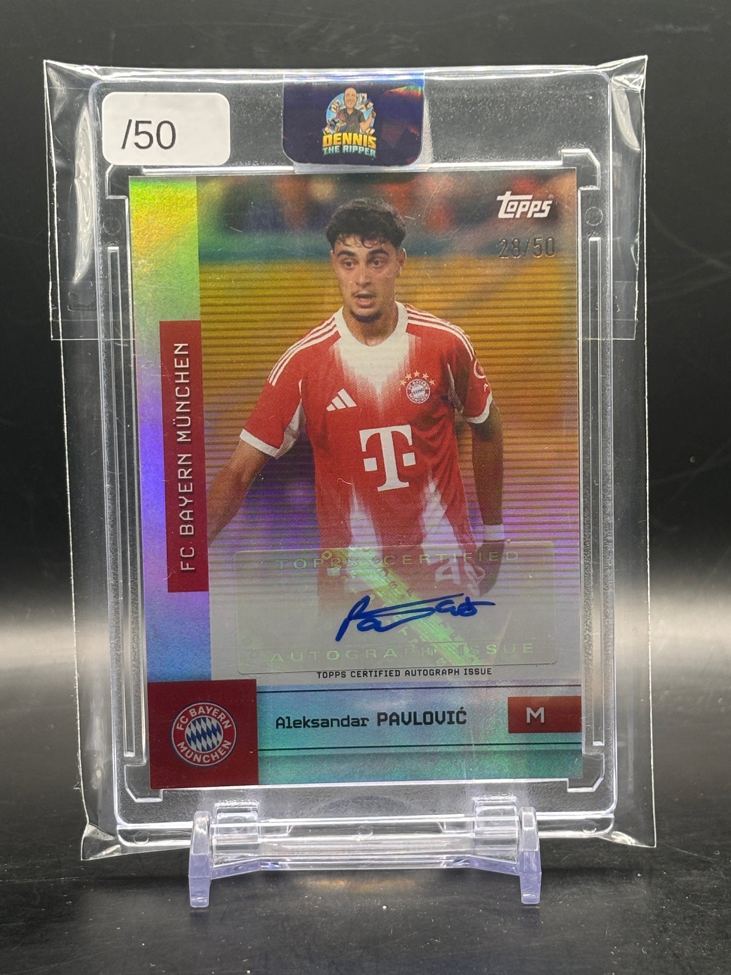 2025-26 Topps Team Set FC Bayern München Aleksandar Pavlovic Auto 28/50
