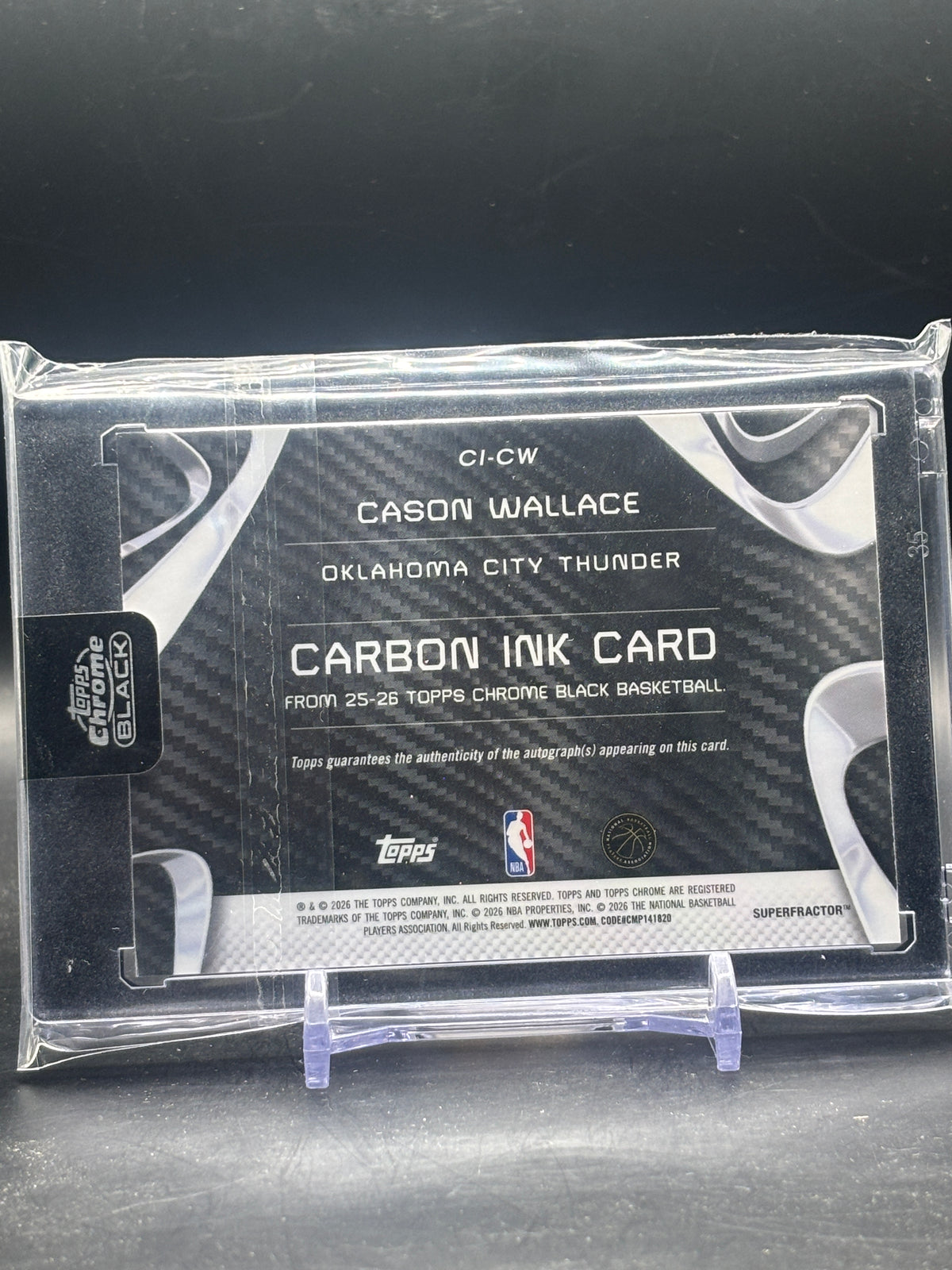 2025-26 Topps Black NBA Cason Wallace Oklahoma City Thunder SuperFractor Carbon Ink Auto 1/1