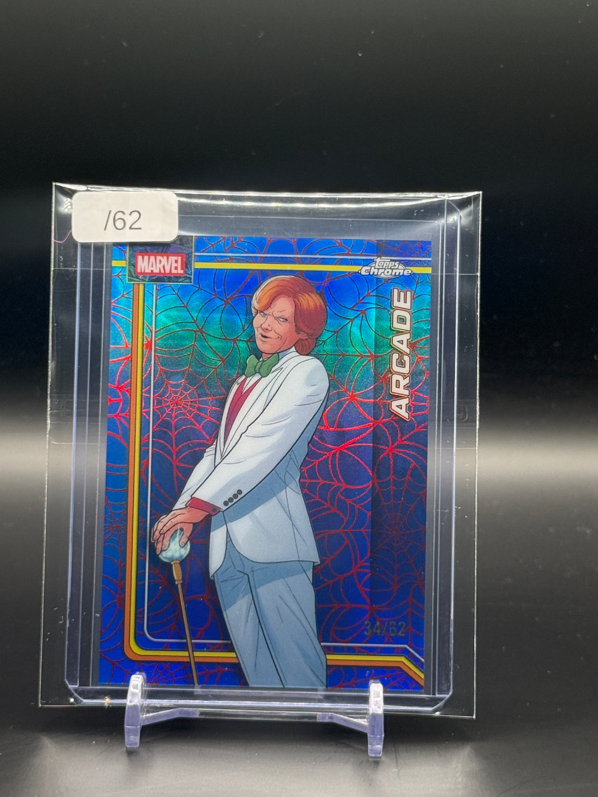2026 Topps Chrome Marvel Comics Arcade Spider Web Red & Blue 34/62