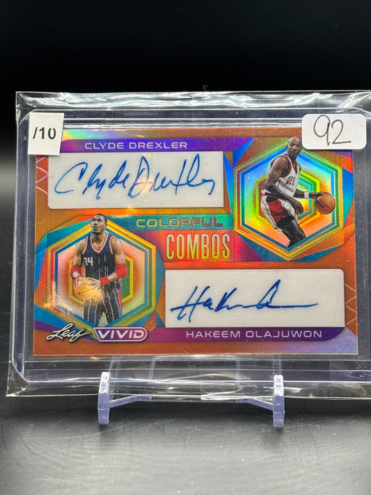 2023 Leaf Vivid Clyde Drexler / Hakeem Olajuwon Colorful Combos Auto 10/10