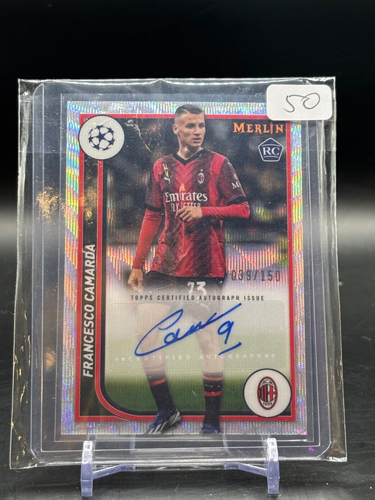 2023/24 Topps Merlin Francesco Camarda Wave Auto /150 RC