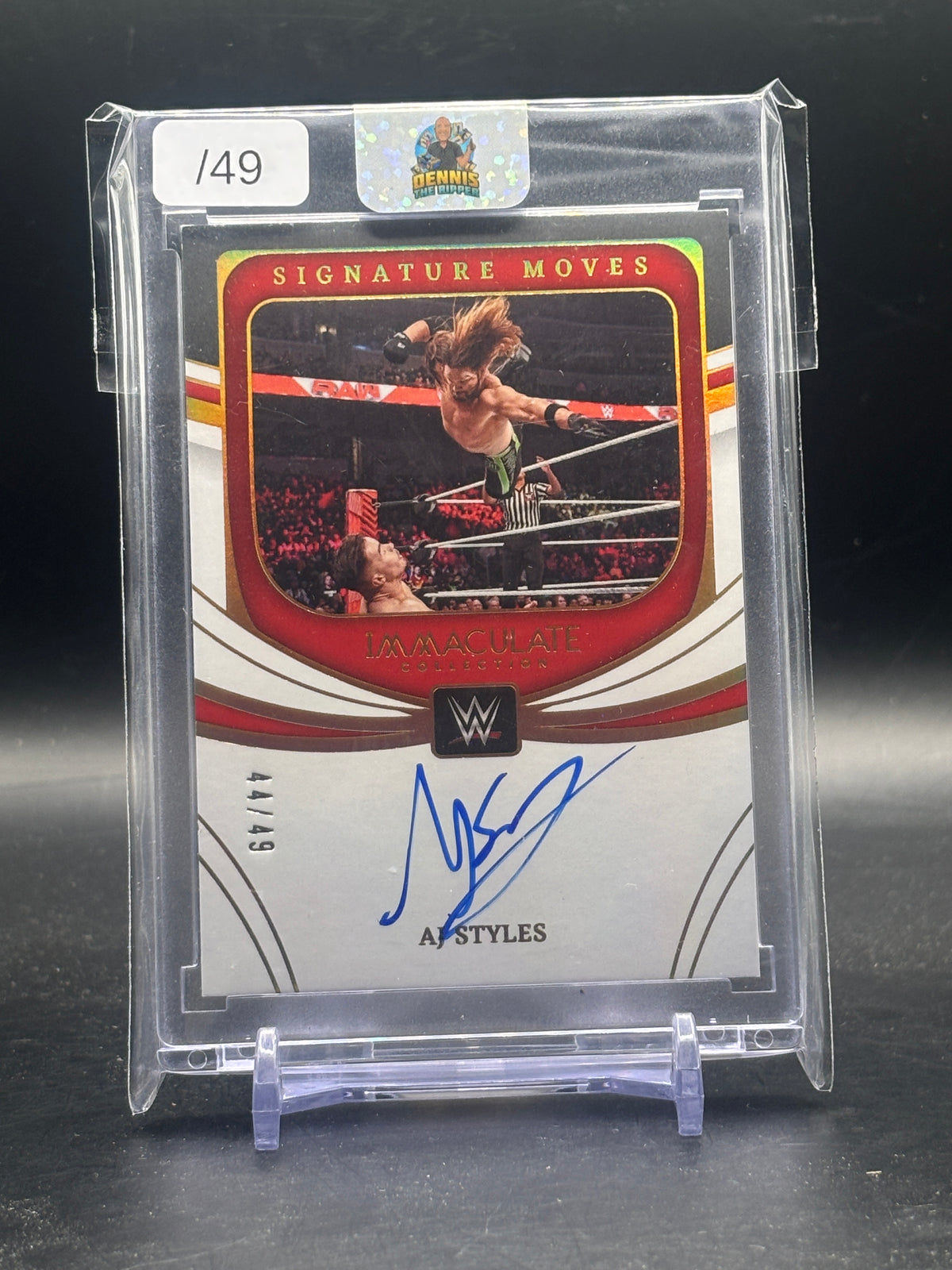 2022 Panini Immaculate WWE AJ Styles Signature Moves Auto 44/49