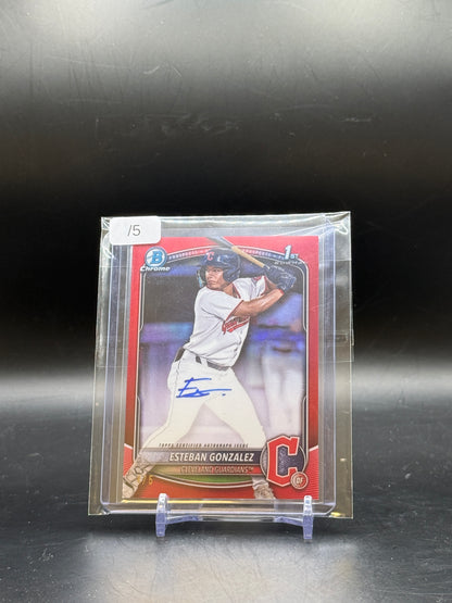 2025 Topps Bowman MLB Esteban Gonzalez Cleveland Guardians Red Auto 4/5