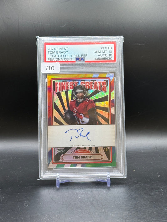 2024 Topps Finest NFL Tom Brady Tampa Bay Buccaneers Finest Greats Oil Spill Auto 07/10 PSA 10 Auto 10 135095630