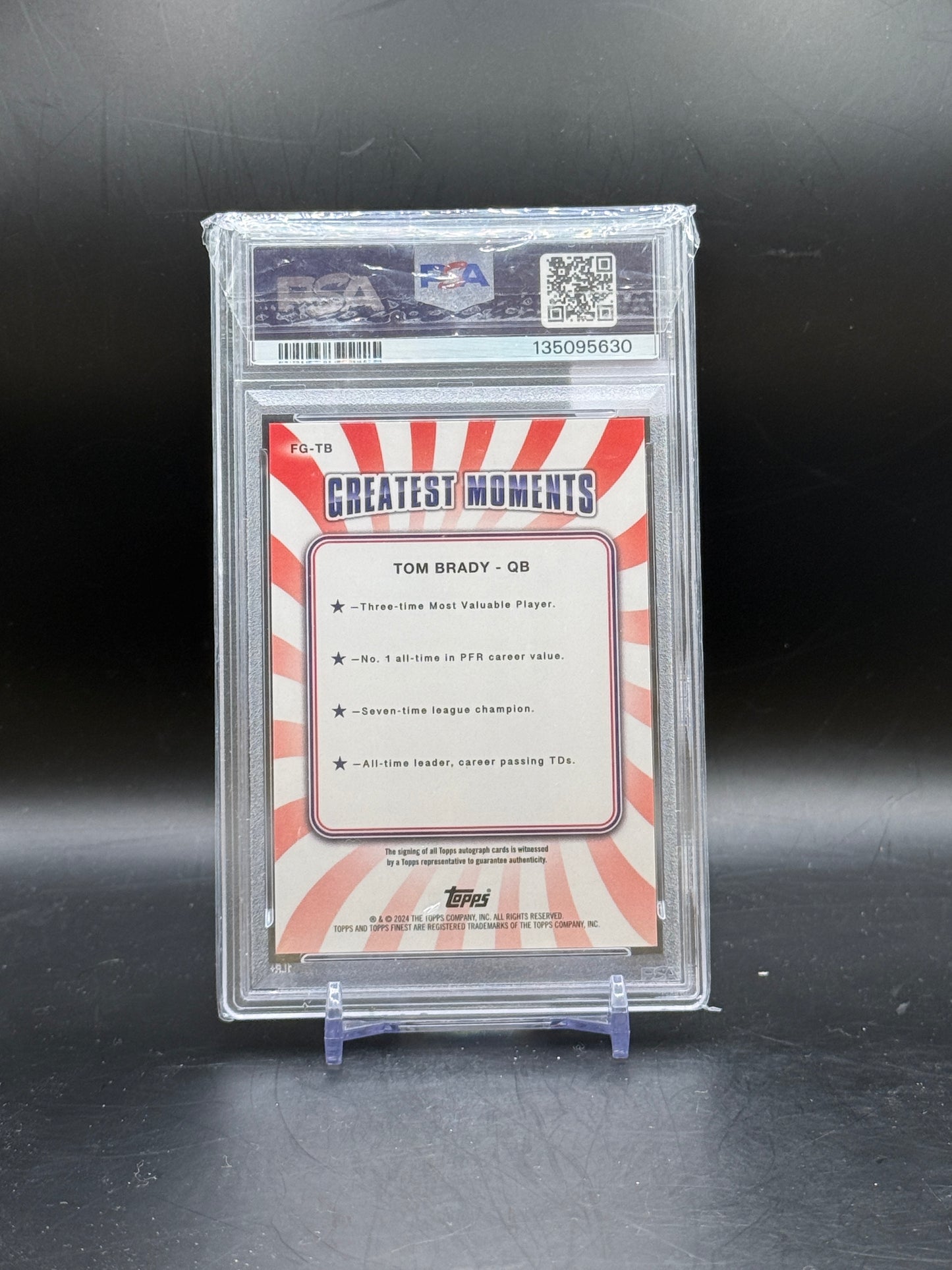 2024 Topps Finest NFL Tom Brady Tampa Bay Buccaneers Finest Greats Oil Spill Auto 07/10 PSA 10 Auto 10 135095630