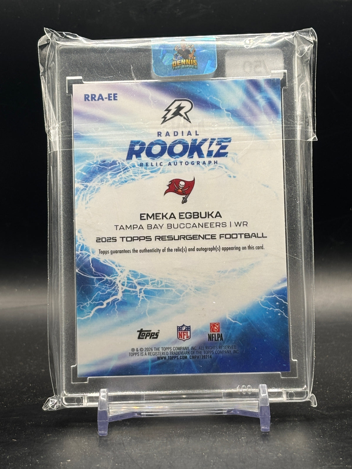 2025 Topps Resurgence NFL Emeka Egbuka Tampa Bay Buccaneers Gold Radial Rookie Patch Auto 43/50