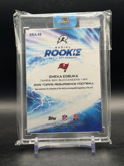 2025 Topps Resurgence NFL Emeka Egbuka Tampa Bay Buccaneers Gold Radial Rookie Patch Auto 43/50