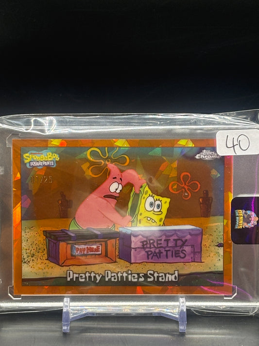 2025 Topps Chrome Spongebob Sapphire Pretty Patties Stand Orange 01/25