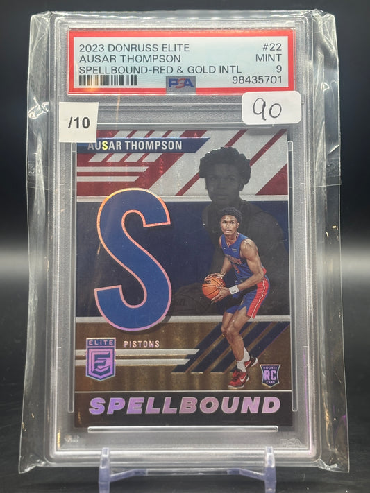 2023 Panini Donruss Elite Ausar Thompson Spellbound Red Gold 01/10 PSA 9 98435701