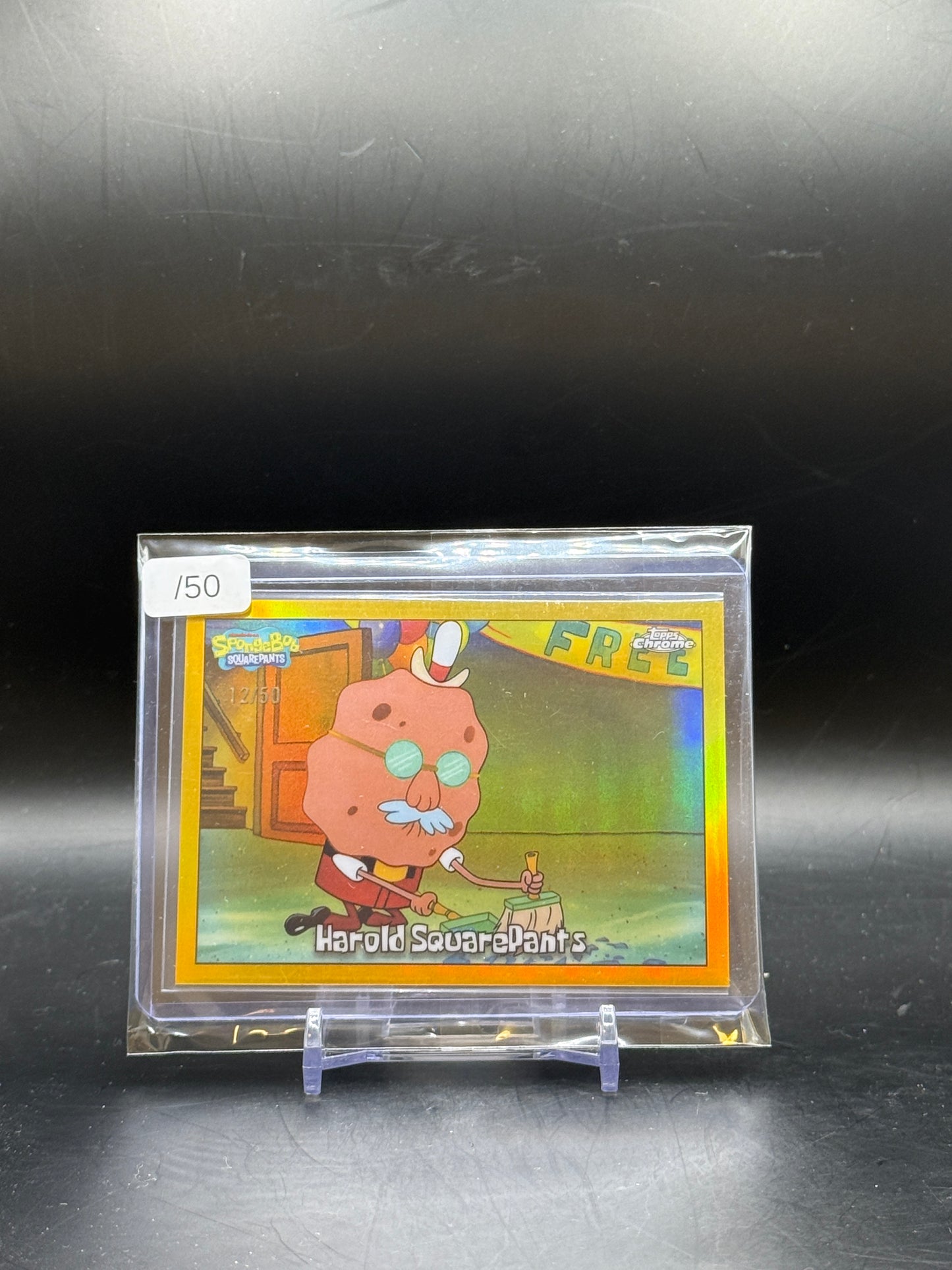 2025 Topps Chrome Spongebob SquarePants 25th Harold SquarePants Gold 12/50