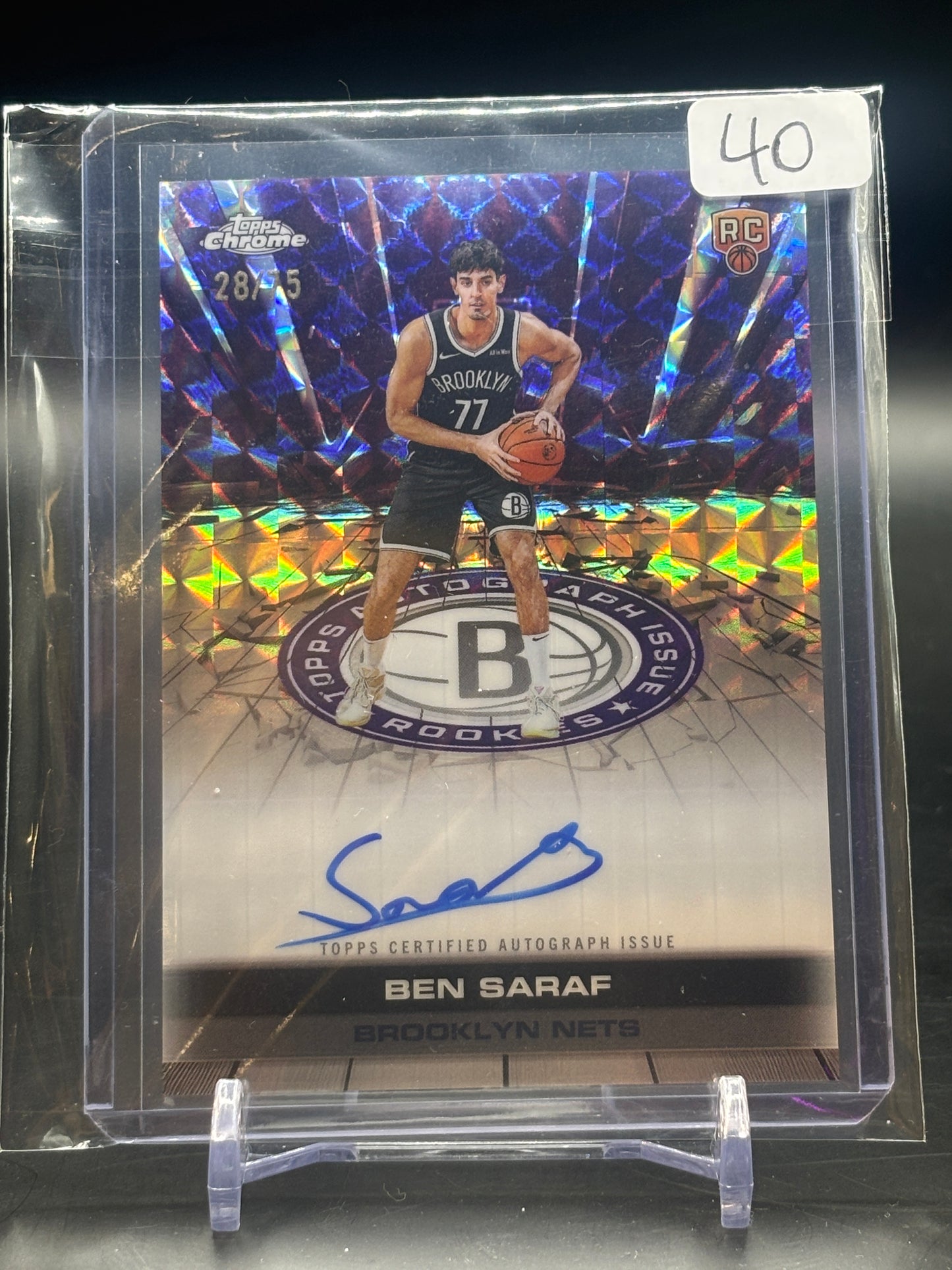 2025 Topps Chrome Ben Saraf Purple Auto 28/75 RC