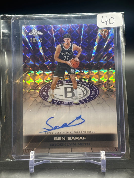 2025 Topps Chrome Ben Saraf Purple Auto 28/75 RC