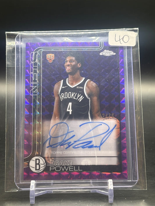 2025 Topps Chrome Drake Powell Purple Auto 42/75 RC