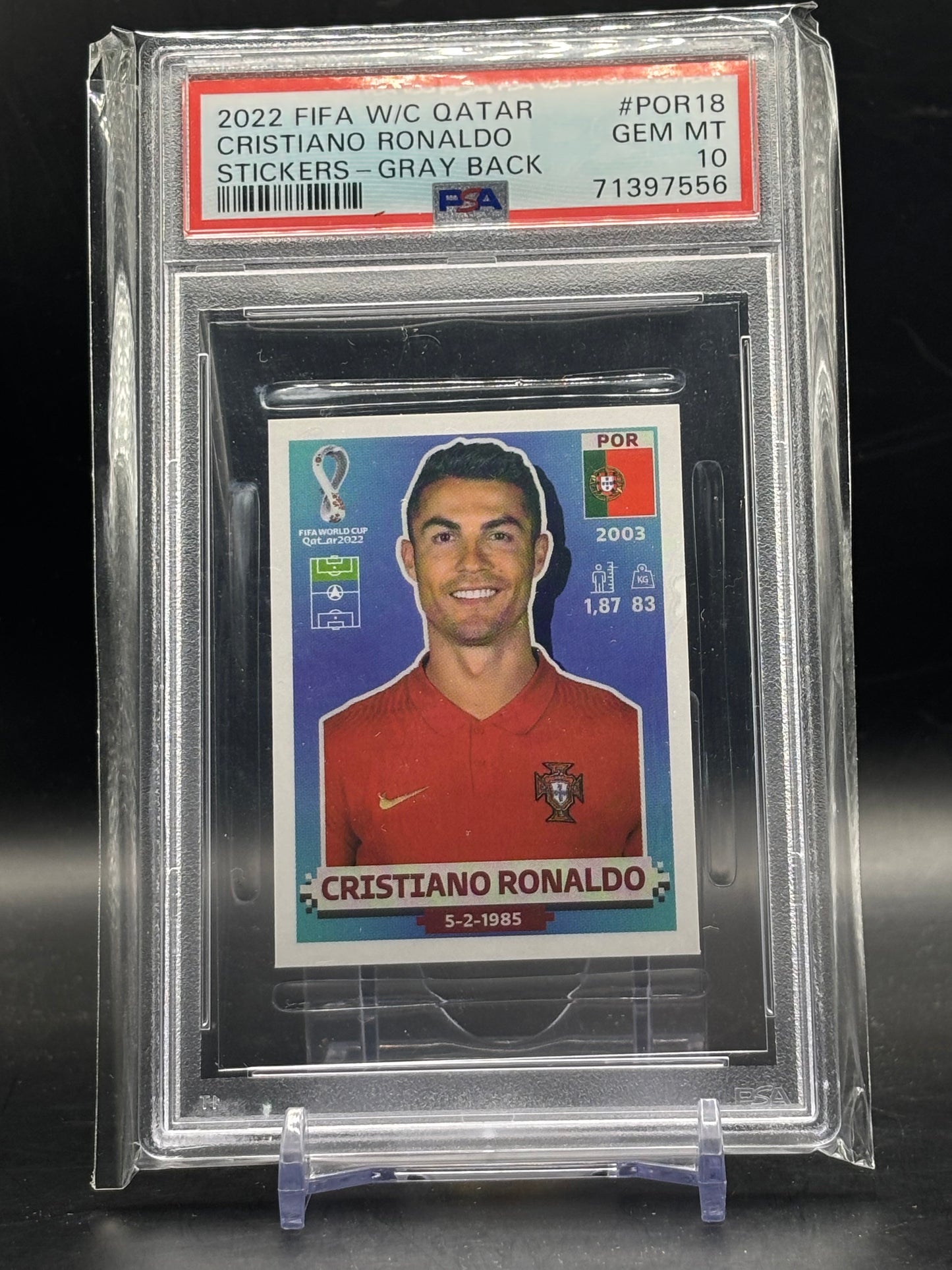 2022 Panini World Cup Sticker Cristiano Ronaldo Portugal PSA 10 71397556