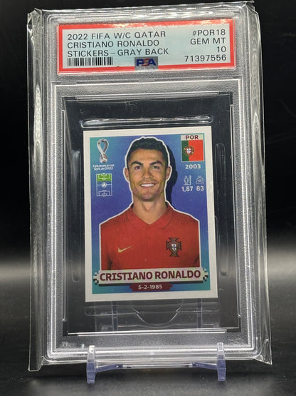 2022 Panini World Cup Sticker Cristiano Ronaldo Portugal PSA 10 71397556