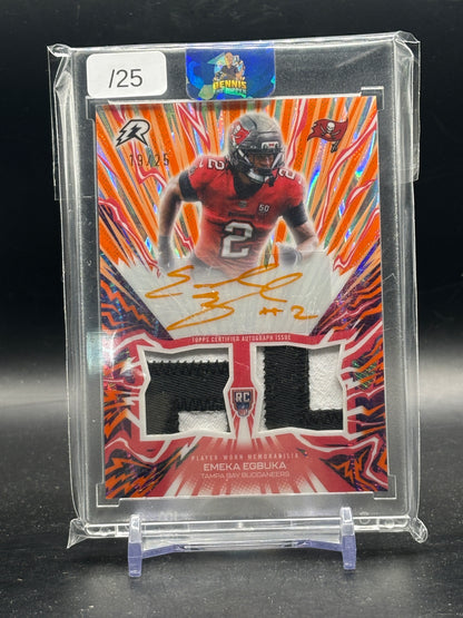 2025 Topps Resurgence NFL Emeka Egbuka Tampa Bay Buccaneers Orange Amped Up Rookie Patch Auto 19/25