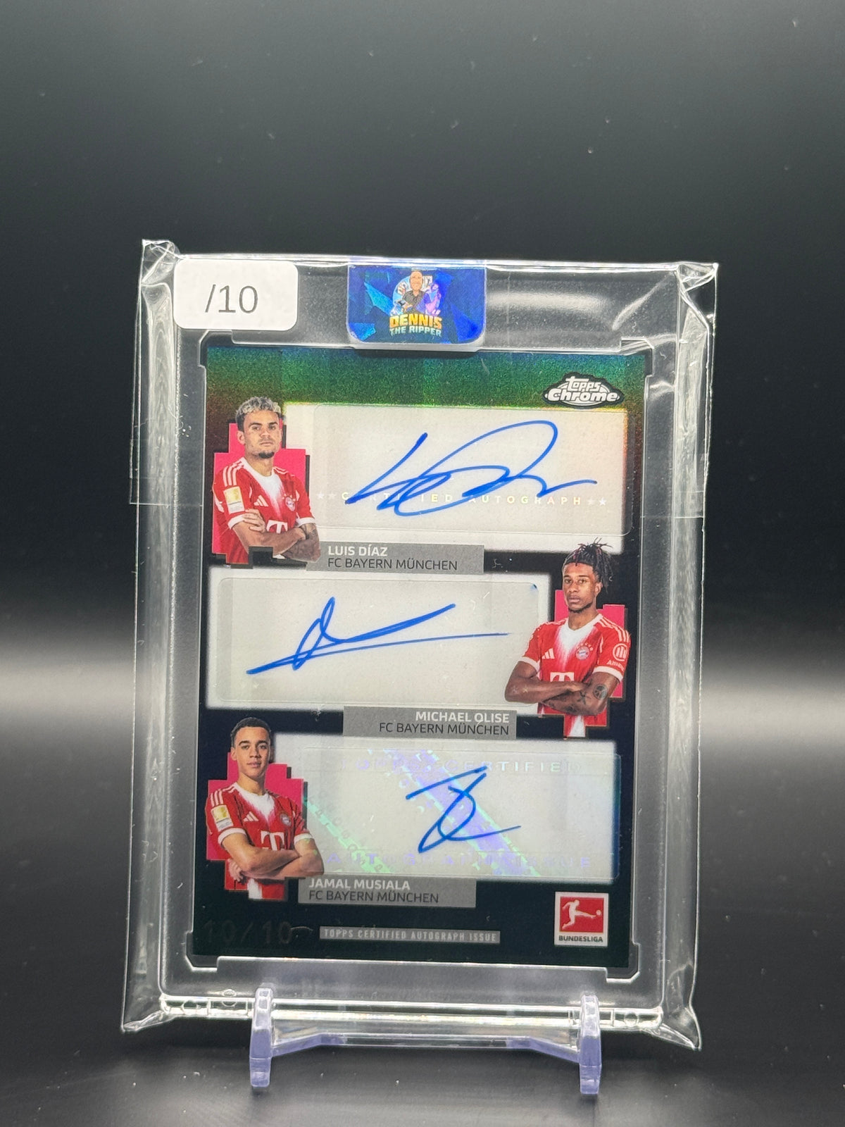 2024-25 Topps Chrome Bundesliga Luis Diaz / Michael Olise / Jamal Musial FC Bayern München Balck Auto 10/10