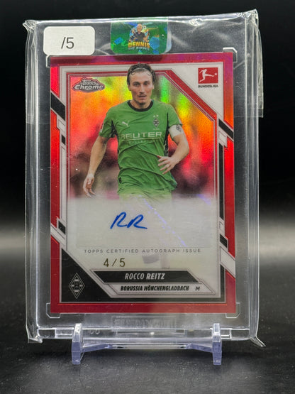 2025-26 Topps Chrome Bundesliga Rocco Reitz Borussia Möchengladbach Red Auto 4/5