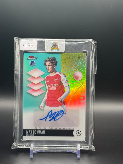 2025-26 Topps Finest UCC Max Dowman Arsenal FC Aqua Auto 083/199