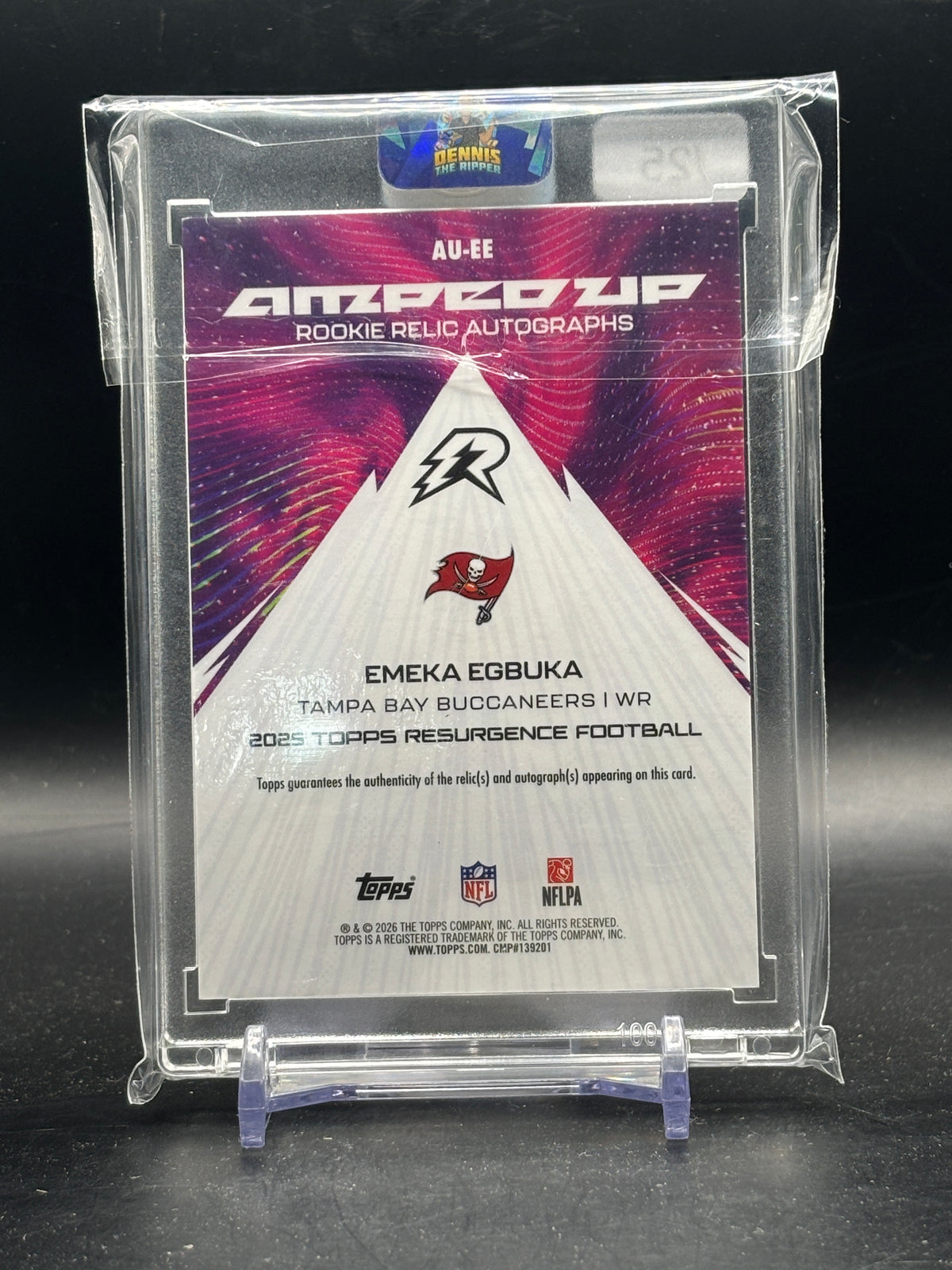 2025 Topps Resurgence NFL Emeka Egbuka Tampa Bay Buccaneers Orange Amped Up Rookie Patch Auto 19/25