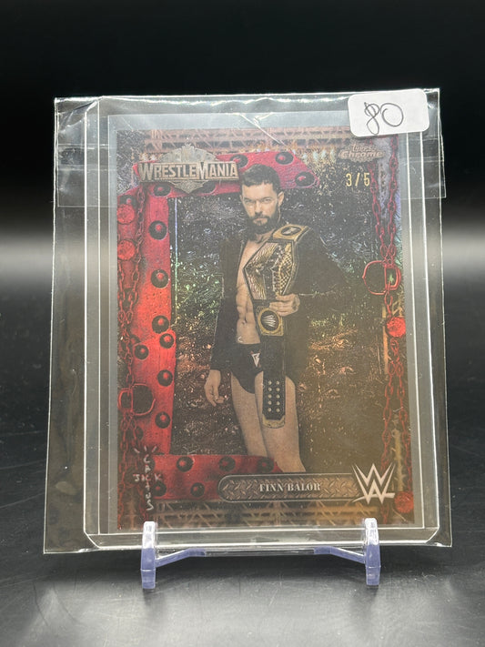 2025 Topps Chrome Cactus Jack WrestleMania Finn Balor Red 3/5