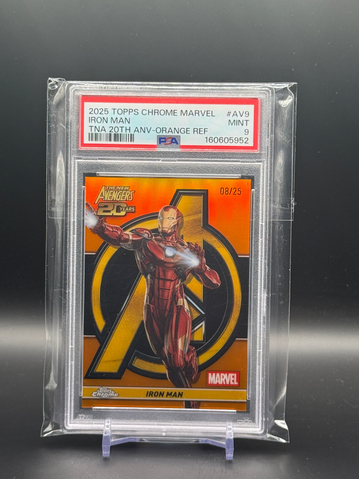 2025 Topps Chrome Marvel Iron Man Orange TNA 20th Anniversary 08/25 PSA 9 160605952