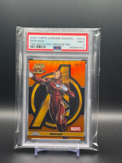 2025 Topps Chrome Marvel Iron Man Orange TNA 20th Anniversary 08/25 PSA 9 160605952