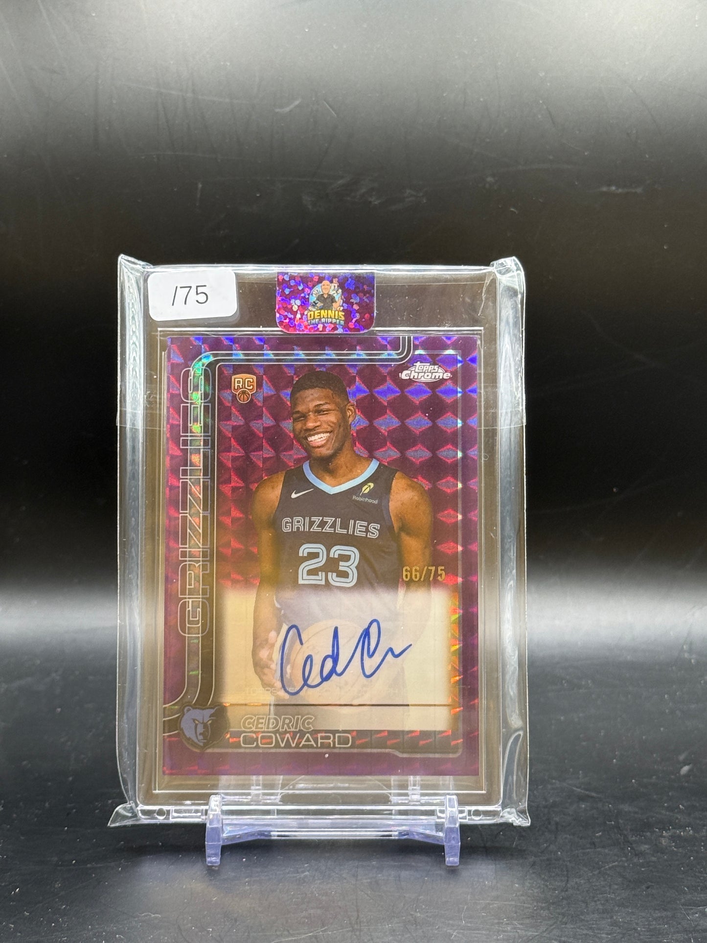 2025-26 Topps Chrome NBA Cedric Coward Memphis Grizzlies Geometric Purple Auto 66/75