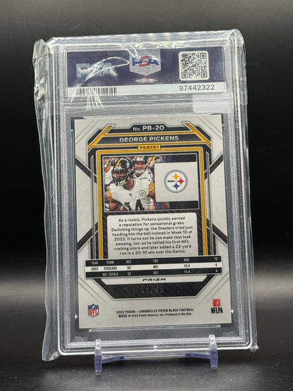 2022 Panini Chronicles NFL George Pickens Pittsburgh Steelers Prizm Black Green 09/49 PSA 10 97442322