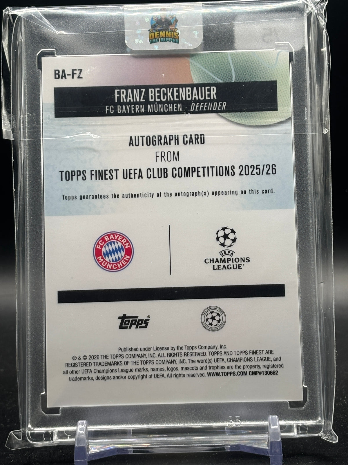 2025-26 Topps Finest UCC Franz Beckenbauer FC Bayern München Red Auto 3/5
