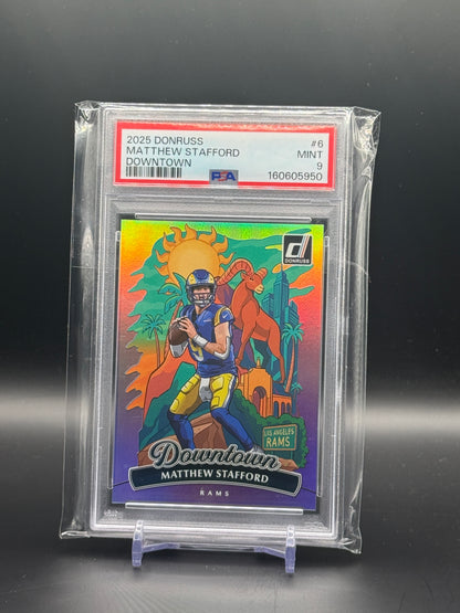 2025 Panini Donruss Matthew Stafford Los Angeles Rams Downtown PSA 9 160605950