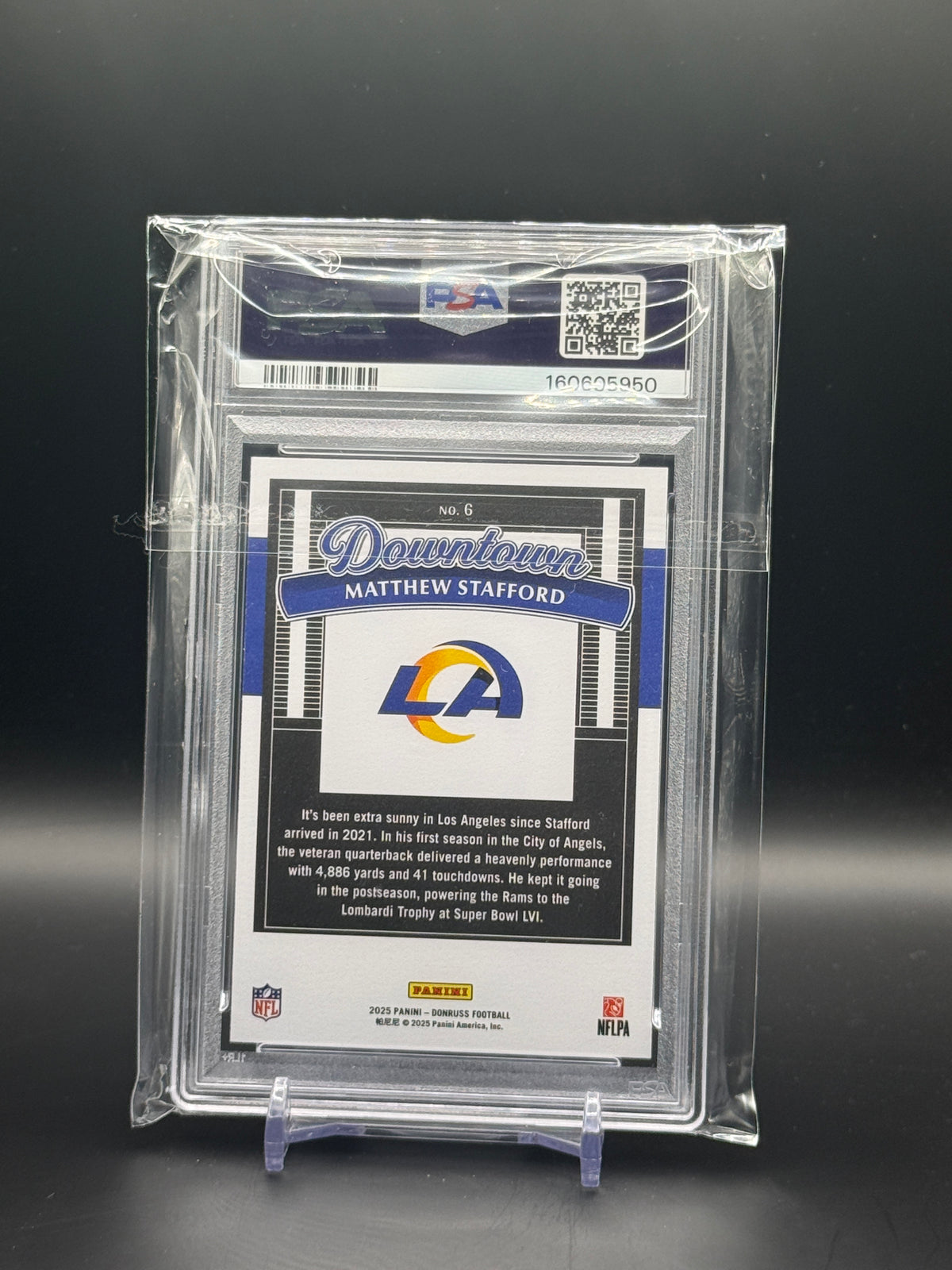 2025 Panini Donruss Matthew Stafford Los Angeles Rams Downtown PSA 9 160605950