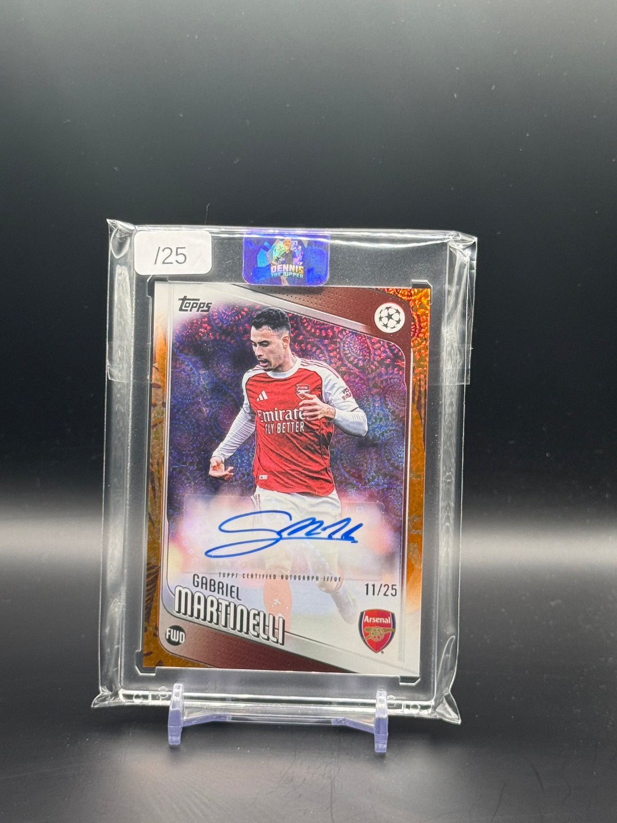 2025-26 Topps Carnaval UCC Gabriel Martinelli Arsenal FC Orange Auto 11/25