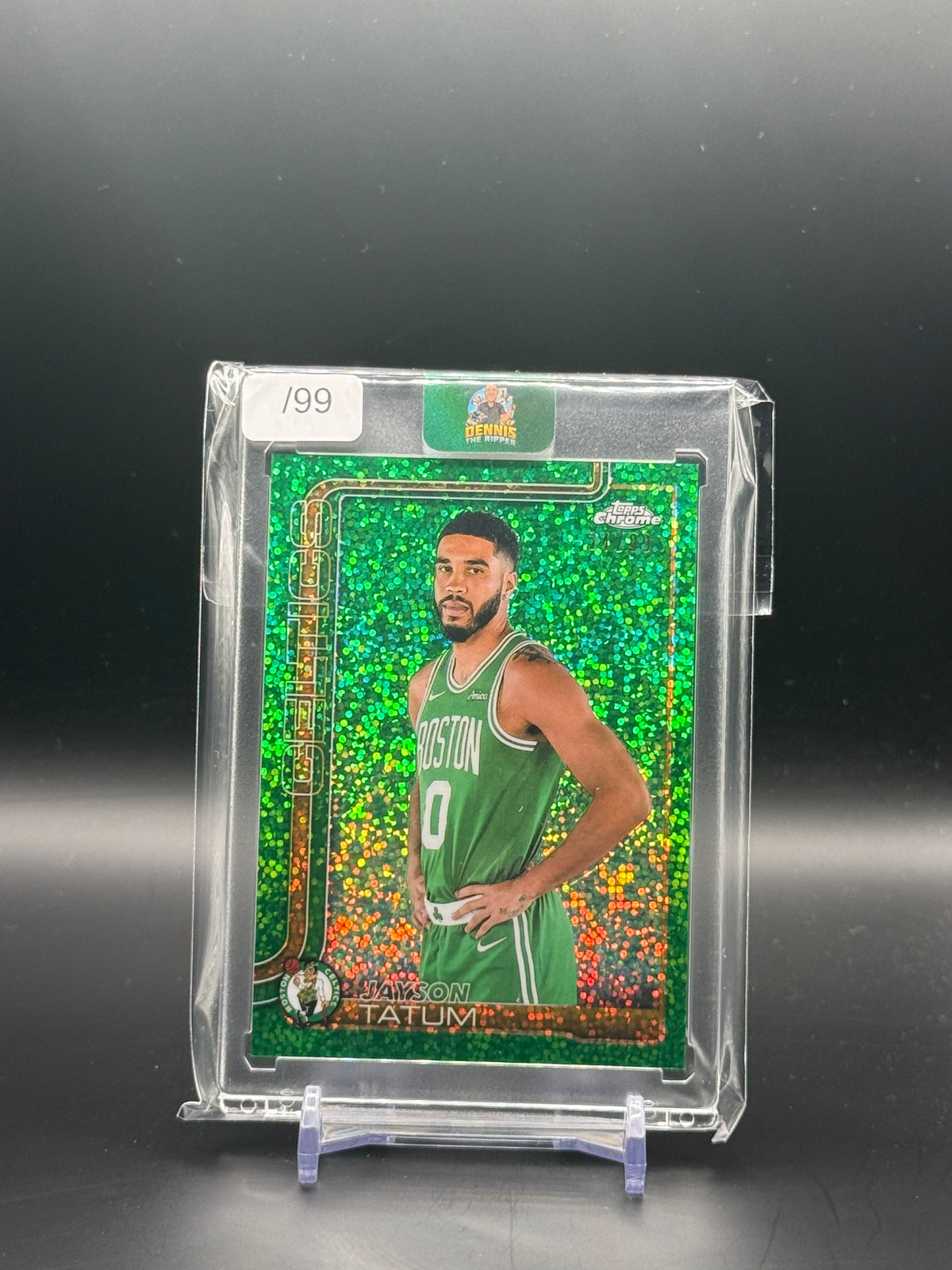 2025-26 Topps Chrome Update NBA Jayson Tatum Boston Celtics Green Sparkles Image Variation 34/99