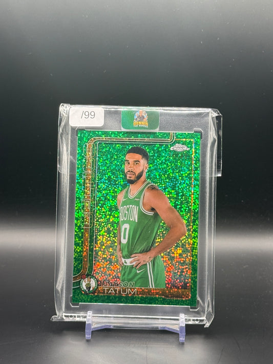 2025-26 Topps Chrome Update NBA Jayson Tatum Boston Celtics Green Sparkles Image Variation 34/99