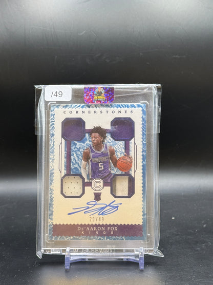 2017-18 Panini Cornerstones NBA De'Aaron Fox Sacramento Kings Patch Auto 20/49