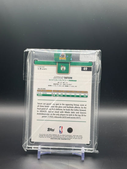 2025-26 Topps Chrome Update NBA Jayson Tatum Boston Celtics Green Sparkles Image Variation 34/99
