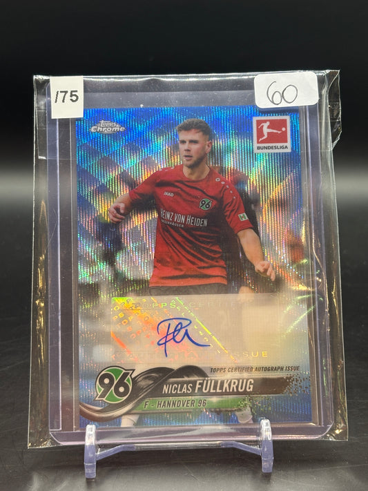 2018/19 Topps Chrome Niclas Füllkrug Blue Wave Auto 57/75