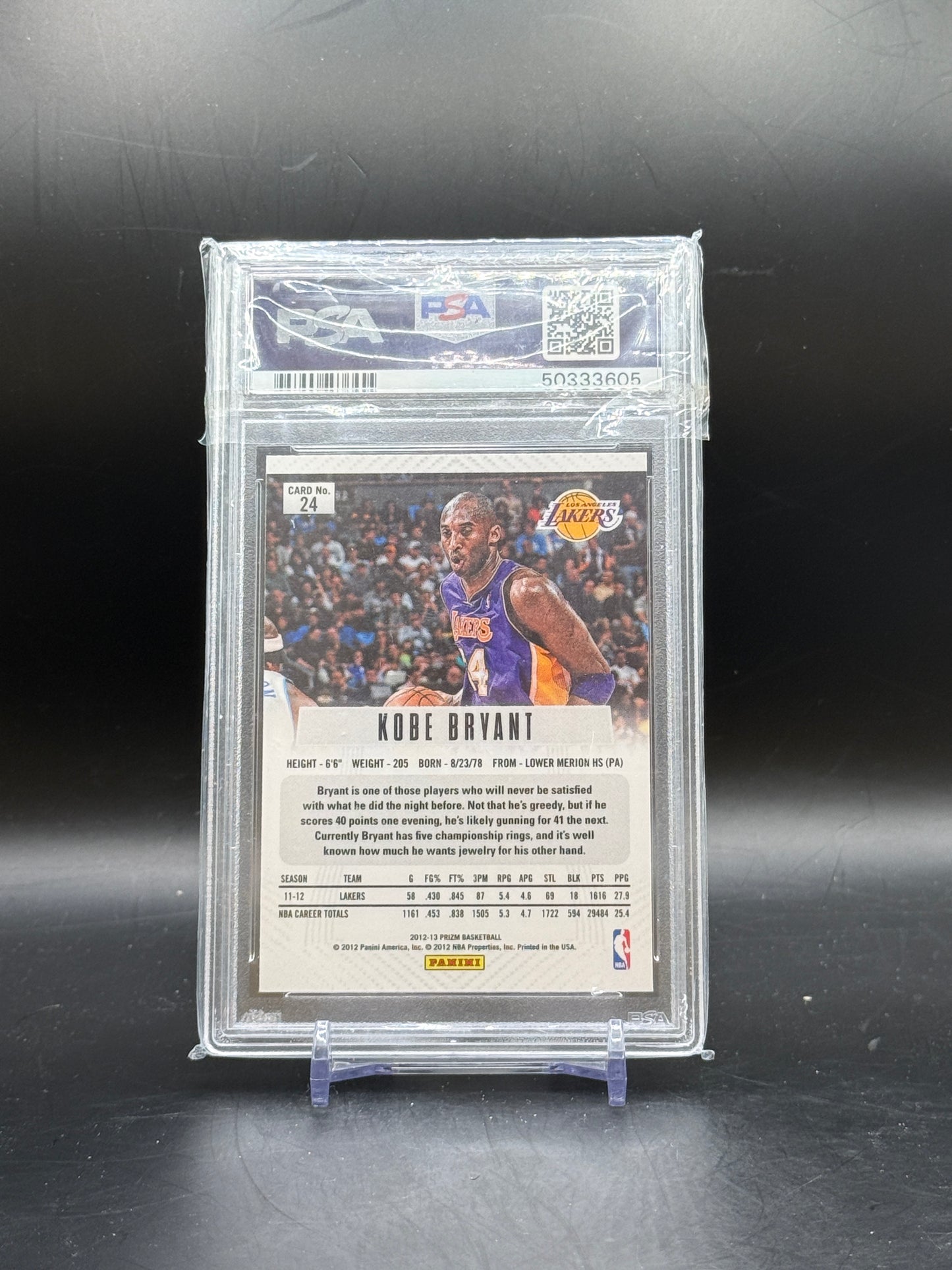 2012 Panini Prizm NBA Kobe Bryant Los Angeles Lakers PSA 9 50333605