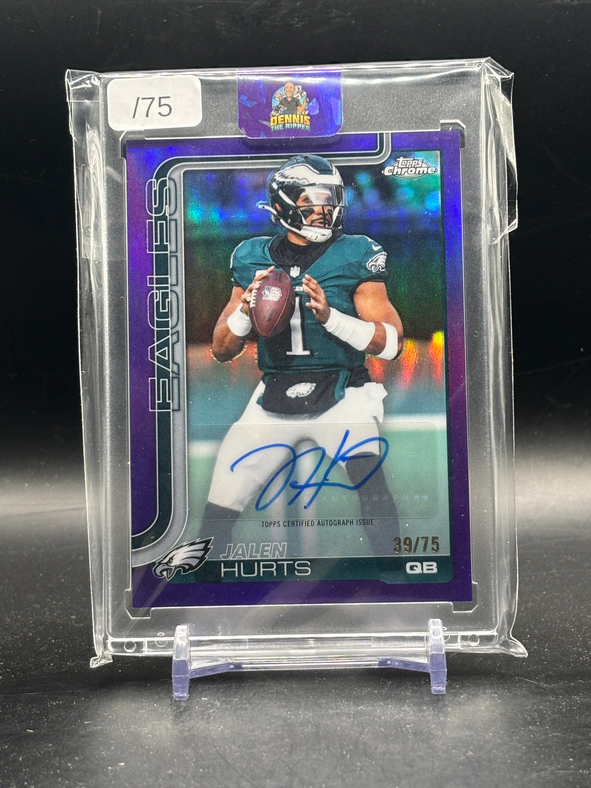 2025 Topps Chrome NFL Jalen Hurts Philadelphia Eagles Purple Auto 39/75