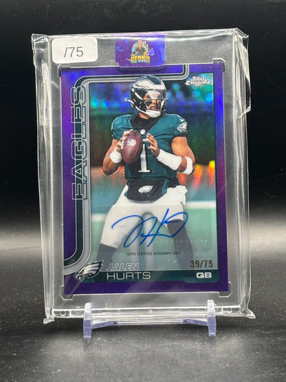 2025 Topps Chrome NFL Jalen Hurts Philadelphia Eagles Purple Auto 39/75