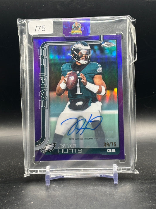 2025 Topps Chrome NFL Jalen Hurts Philadelphia Eagles Purple Auto 39/75